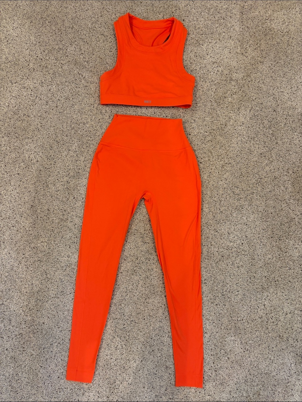 SET Active Bright Orange High-Waist Leggings with Matching Crop Tank